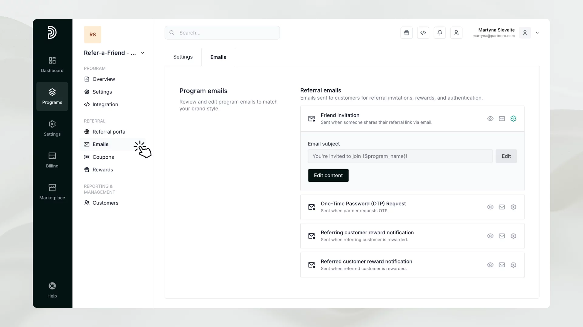 design program emails